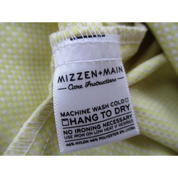 Mizzen Main Shirt Extra Large Trim Fit Yellow Performance Casual Button Up Mens - Picture 4 of 9